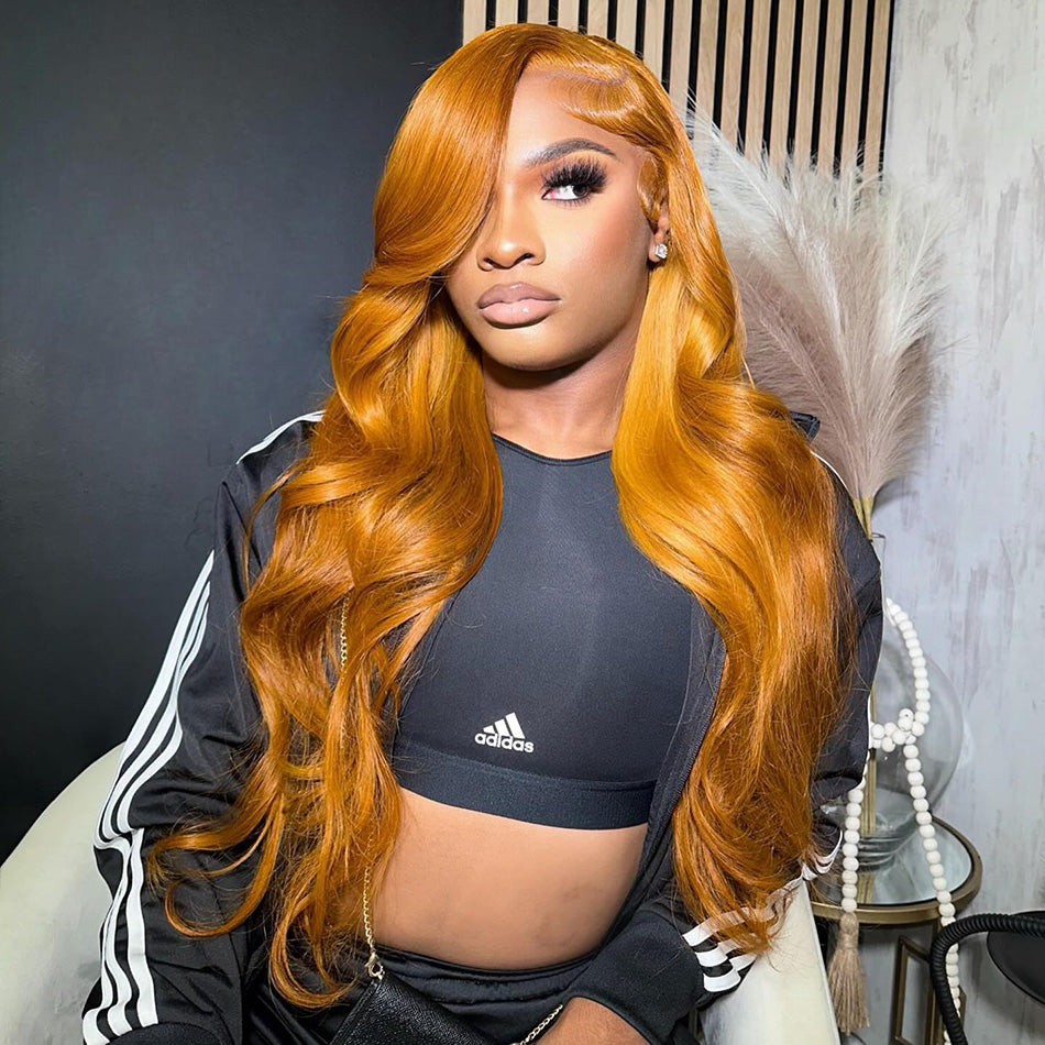 Customized Ginger Cuppa Colored 5x5 13x6 Lace Closure Front Wig 6x5 Ready Go Human Hair Wigs