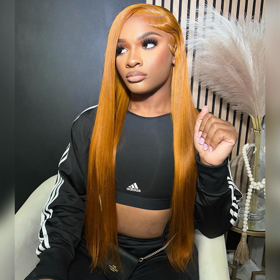 Customized Ginger Cuppa Colored 5x5 13x6 Lace Closure Front Wig 6x5 Ready Go Human Hair Wigs