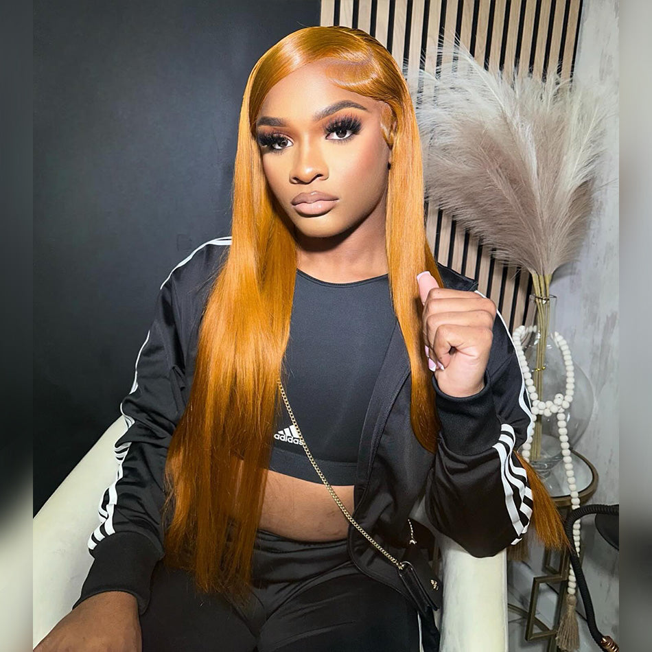 Customized Ginger Cuppa Colored 5x5 13x6 Lace Closure Front Wig 6x5 Ready Go Human Hair Wigs
