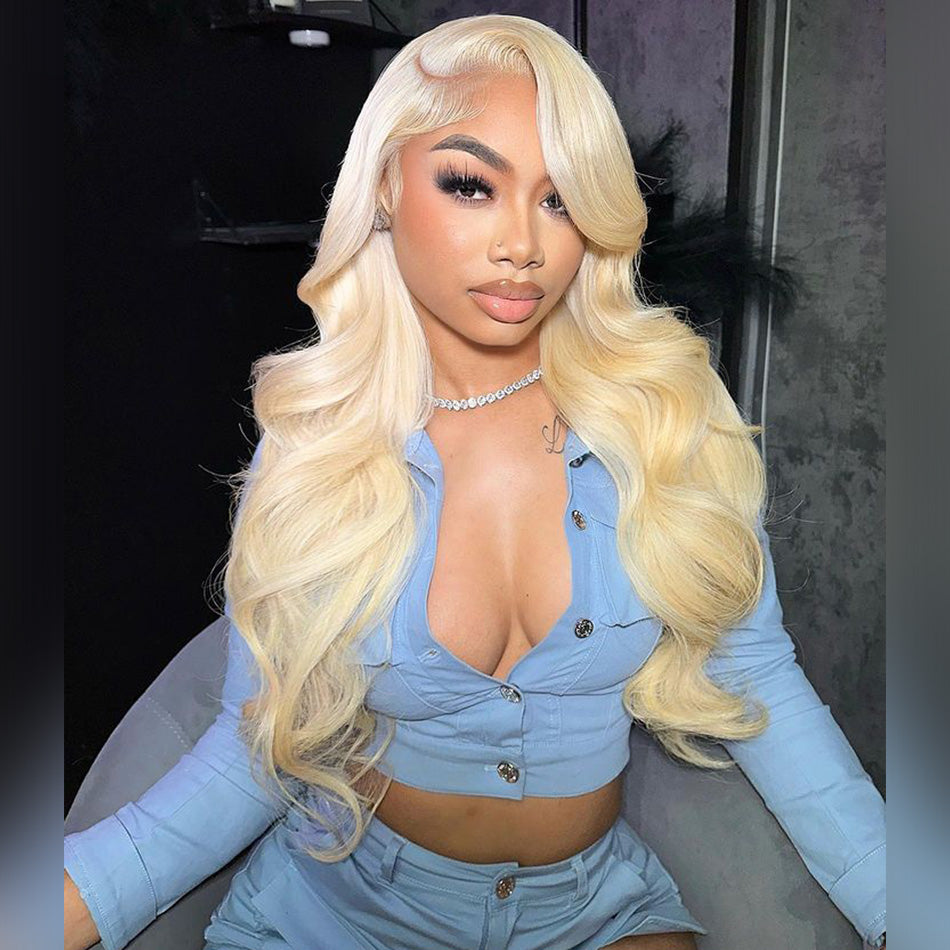 HD Transparent 13x4 13x6 613 Blonde Lace Front Human Hair Frontal Wigs Body Wave