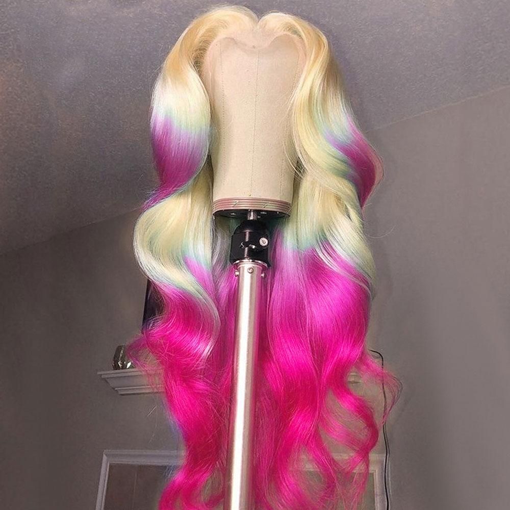 Ombre Blonde Colored 13x6 Lace Front Human Hair Wigs Body Wave