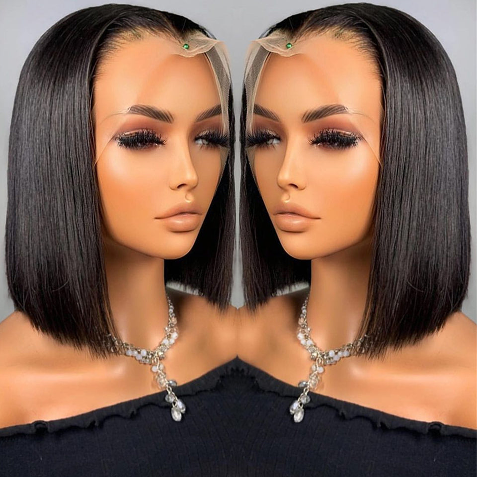 210% Density BOB 13x6 Lace Front Wig 6x5 Lace Glueless Ready To Go Human Hair Wigs Straight Hair