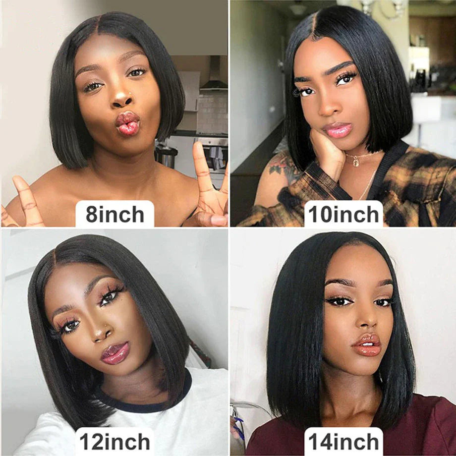 210% Density BOB 13x6 Lace Front Wig 6x5 Lace Glueless Ready To Go Human Hair Wigs Straight Hair