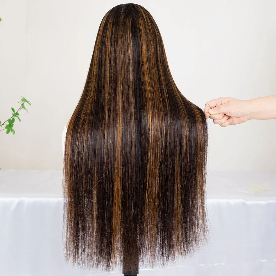 210% Density Highlight 1B/30# Colored Undetectable HD 5x5 13x4 Full Lace Frontal Closure Straight Human Hair Wigs