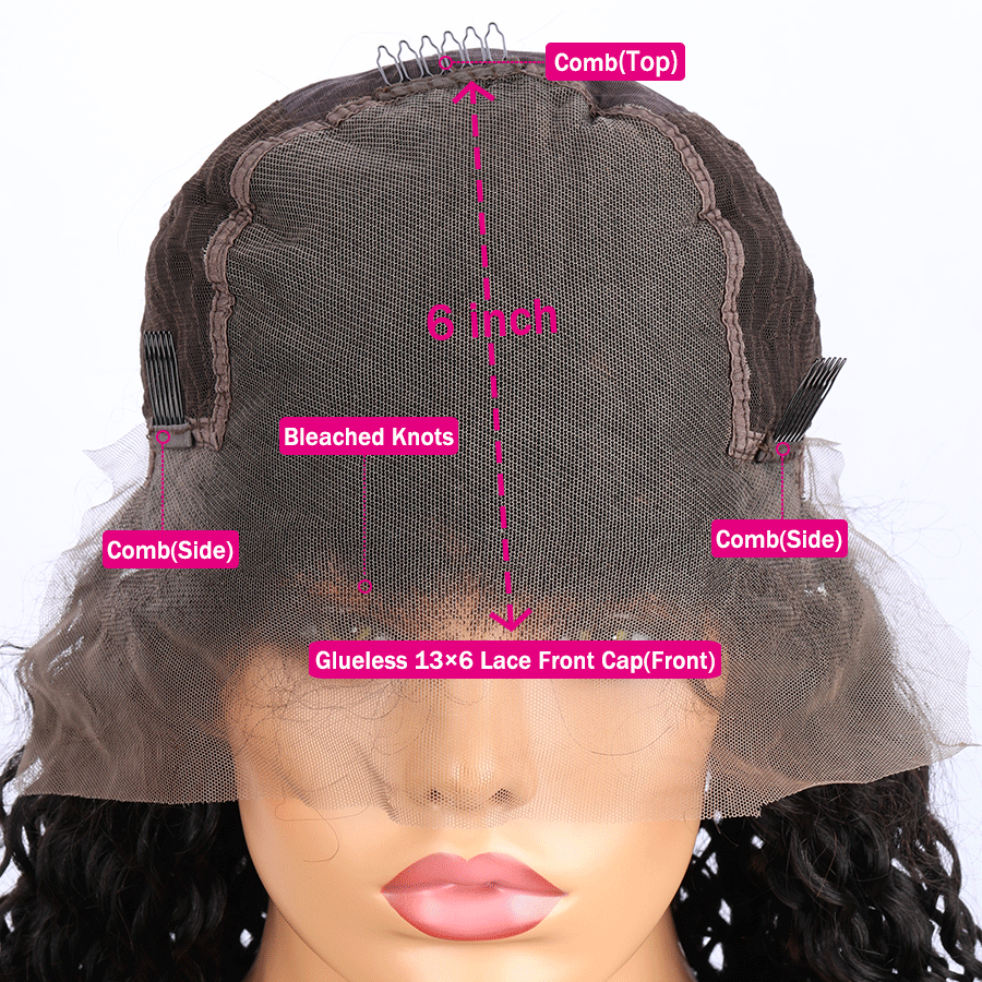 Side Part Bouncy Curly Glueless Lace Human Hair Wigs Ready To Wear
