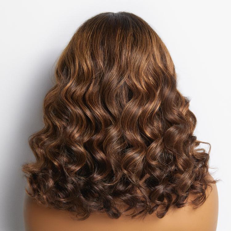 4/30# Highlight Brown Mixed Colored 13x6 Lace Front Bob Wigs Human Hair Glueless Wigs