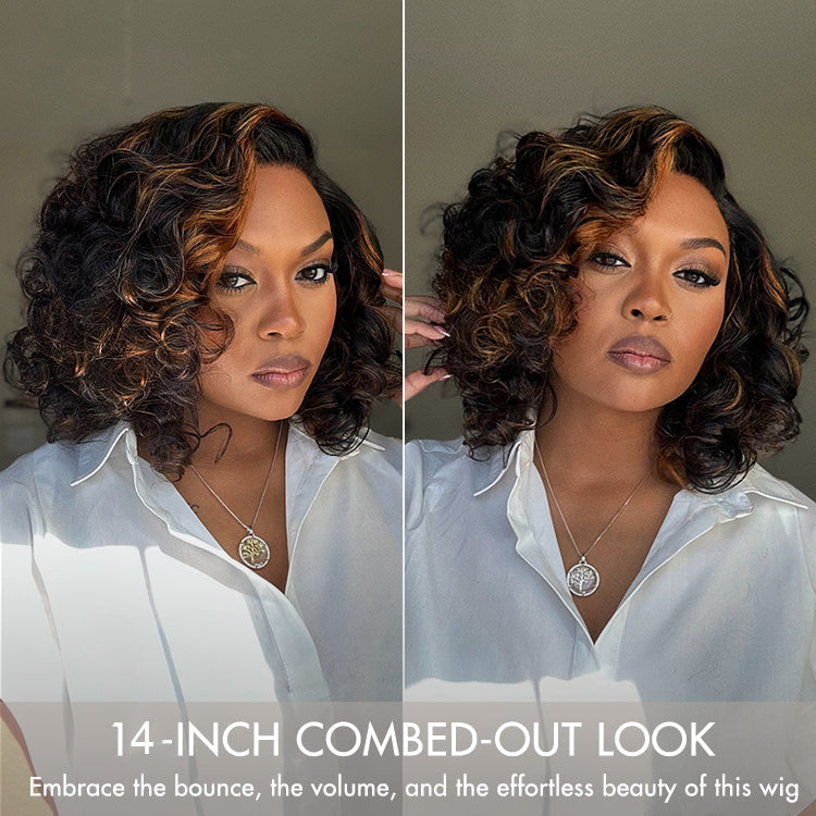 Side Part Bouncy Curly Glueless Lace Human Hair Wigs Ready To Wear