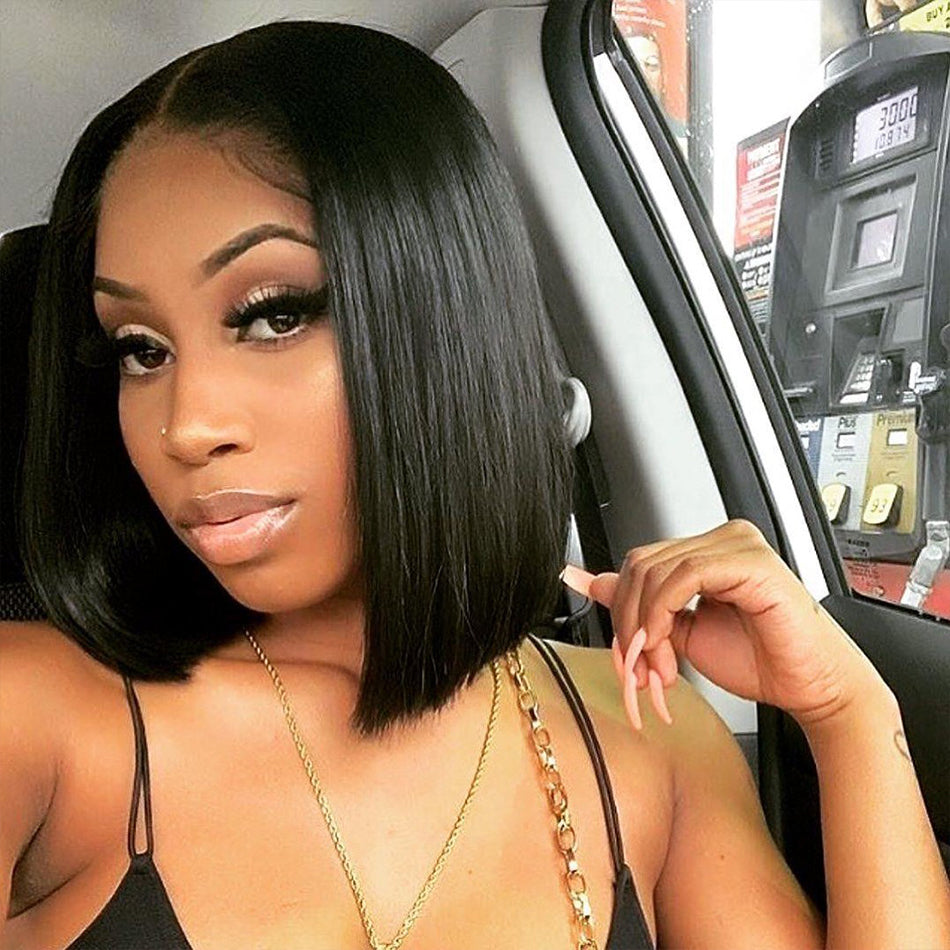 210% Density BOB 13x6 Lace Front Wig 6x5 Lace Glueless Ready To Go Human Hair Wigs Straight Hair