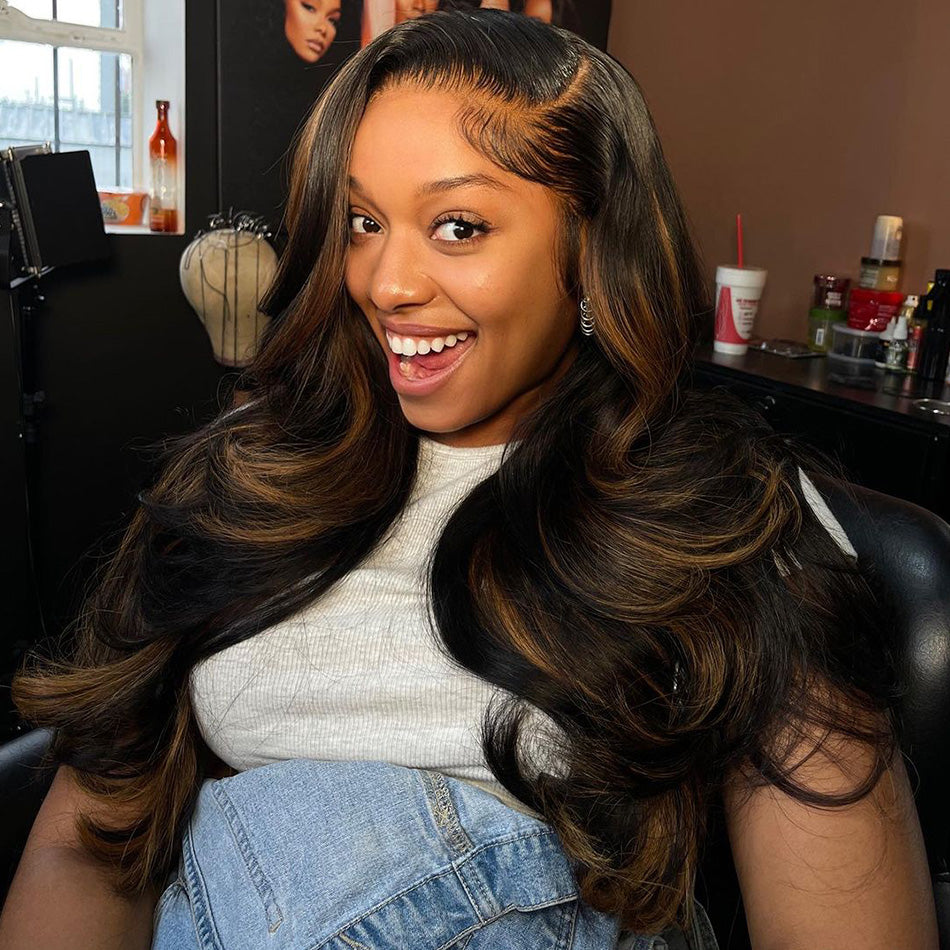 210% Density Highlight 1B/30# Colored Undetectable HD 5x5 13x4 Full Lace Frontal Closure Straight Human Hair Wigs