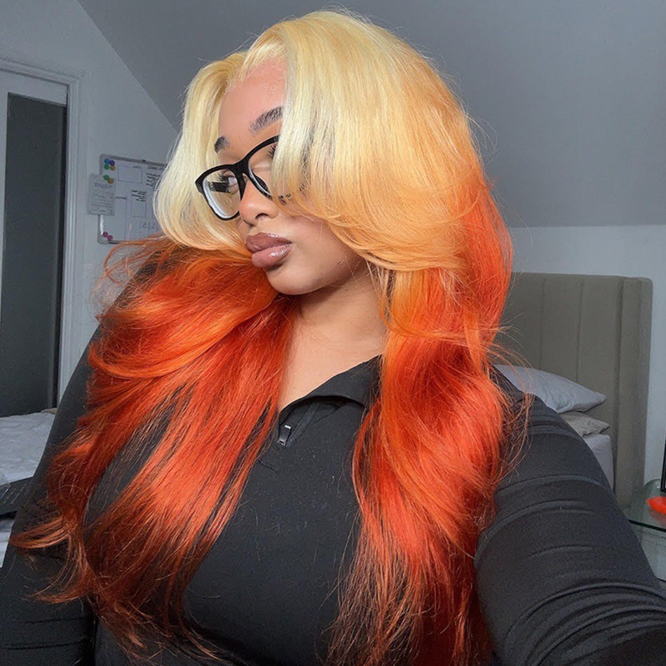Ombre Blonde Colored 13x6 Lace Front Human Hair Wigs Body Wave
