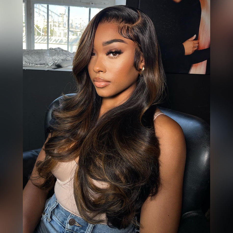 210% Density Highlight 1B/30# Colored Undetectable HD 5x5 13x4 Full Lace Frontal Closure Straight Human Hair Wigs