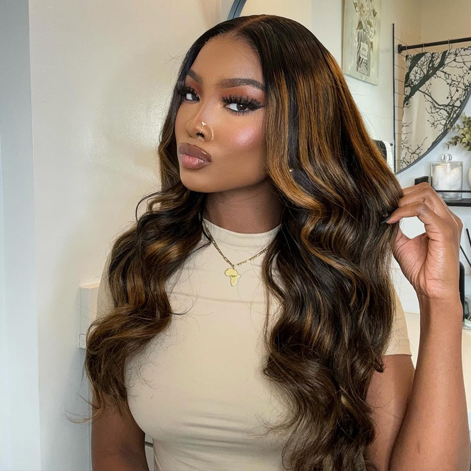 210% Density Highlight 1B/30# Colored Undetectable HD 5x5 13x4 Full Lace Frontal Closure Straight Human Hair Wigs