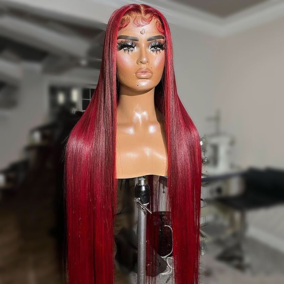 Balayage Red Colored Pre Plucked 6x5 Glueless Ready To Go Human Hair Wigs 5x5 13x6 Lace Closure Front Wig