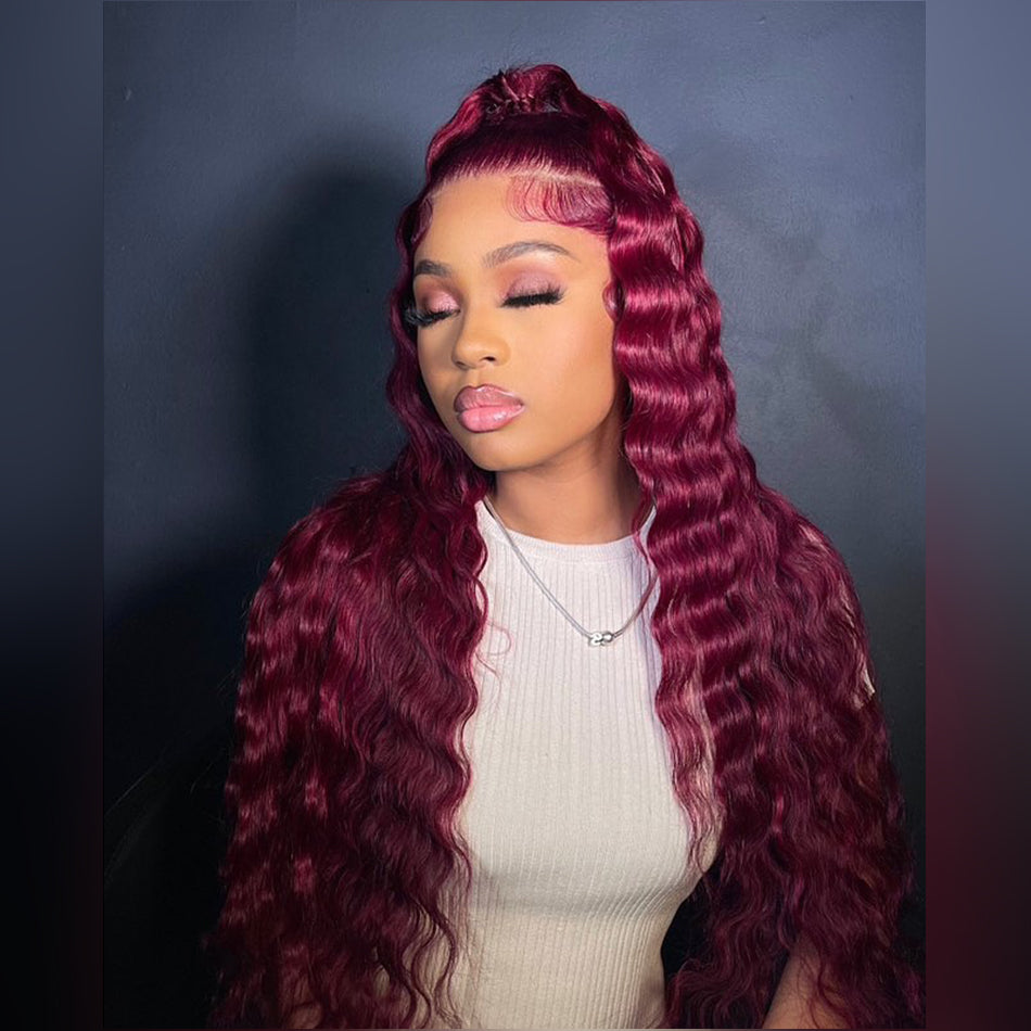 99j Burgundy 5x5 13x6 Lace Front Wig 6x5 Glueless Ready Go Wig Loose Deep