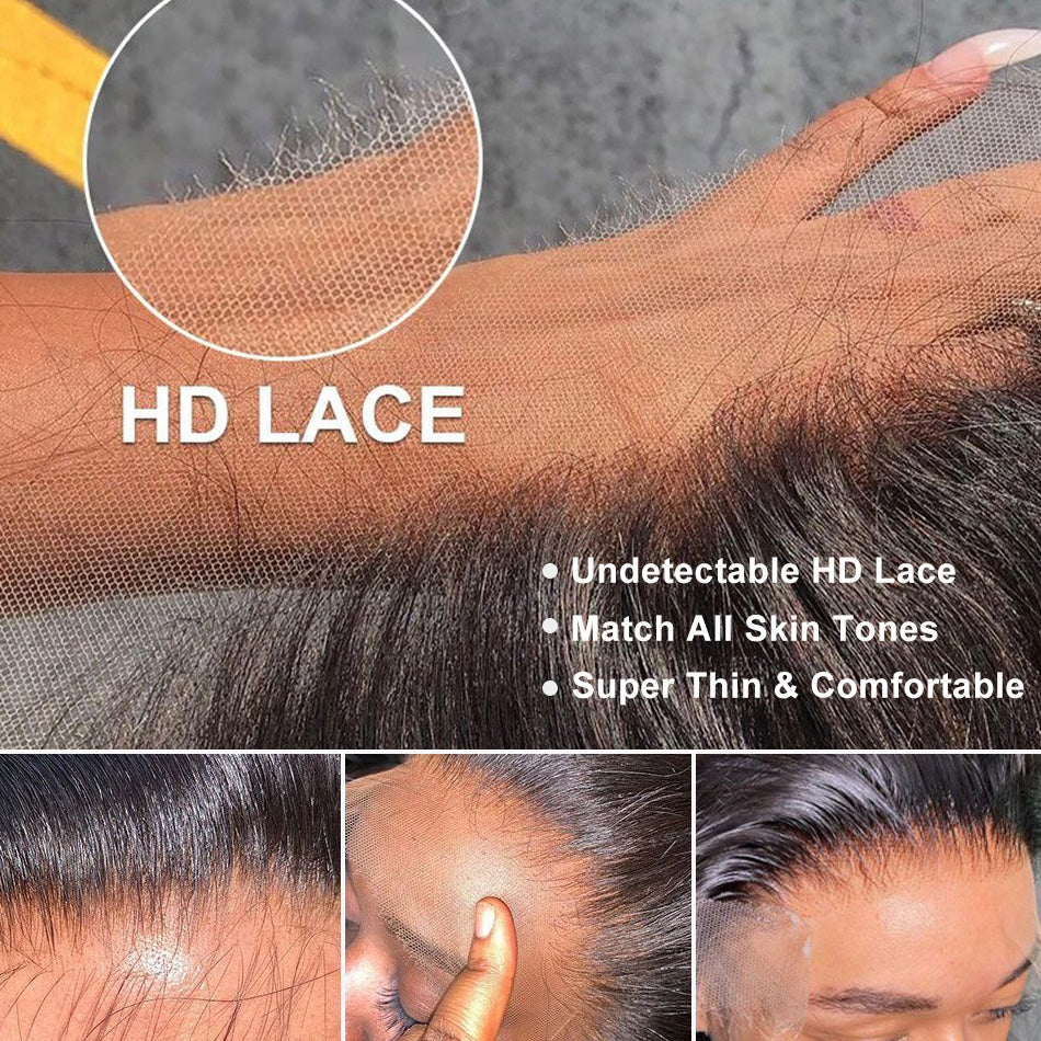 210% Density Highlight 1B/30# Colored Undetectable HD 5x5 13x4 Full Lace Frontal Closure Straight Human Hair Wigs