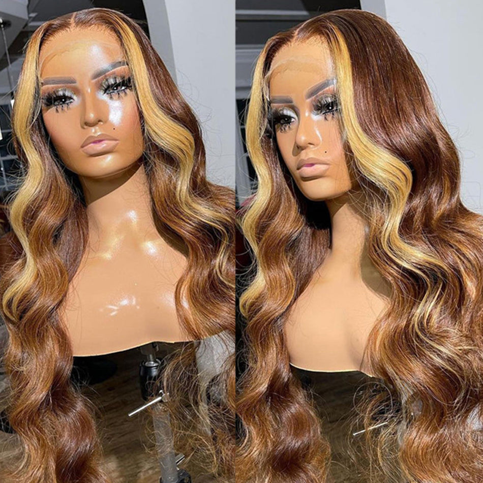HD Lace Highlight Blonde Colored Human Hair Wigs Glueless Wigs