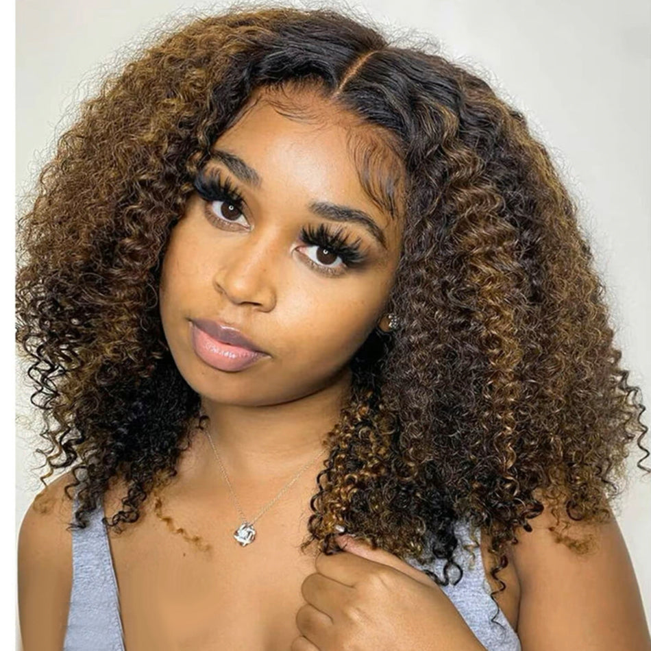 Hairstylist Works 5x5 13x6 Lace Closure Front Wig Curly 6x5 Glueless Ready To Wear Human Hair wigs Highlight Brown Colored Wigs