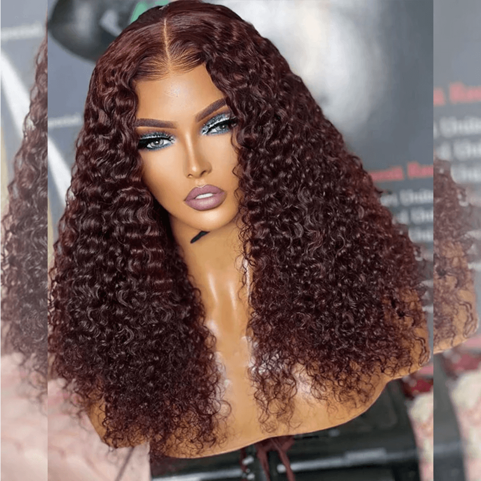 Hairstylist Works HD Transparent 13x6 Lace Front Wig 6x5 Glueless Curly Ready To Wear Human Hair Wigs 99j Wine Red Colored Wigs