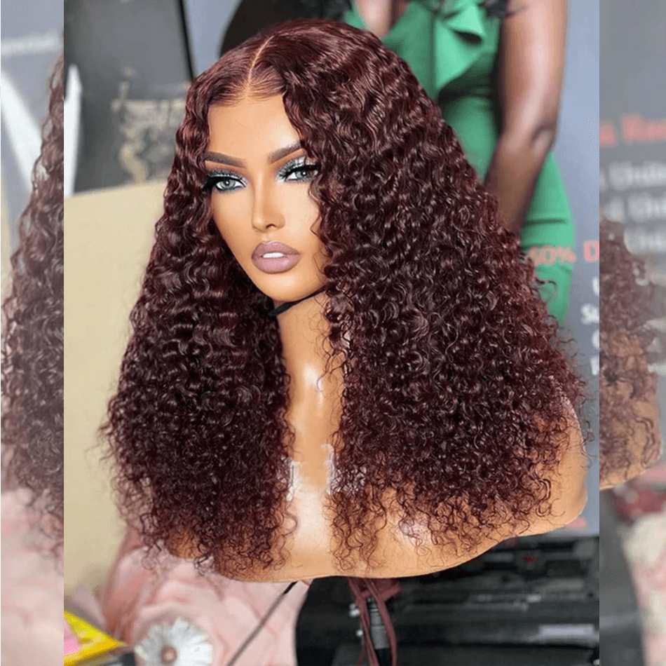 Hairstylist Works HD Transparent 13x6 Lace Front Wig 6x5 Glueless Curly Ready To Wear Human Hair Wigs 99j Wine Red Colored Wigs