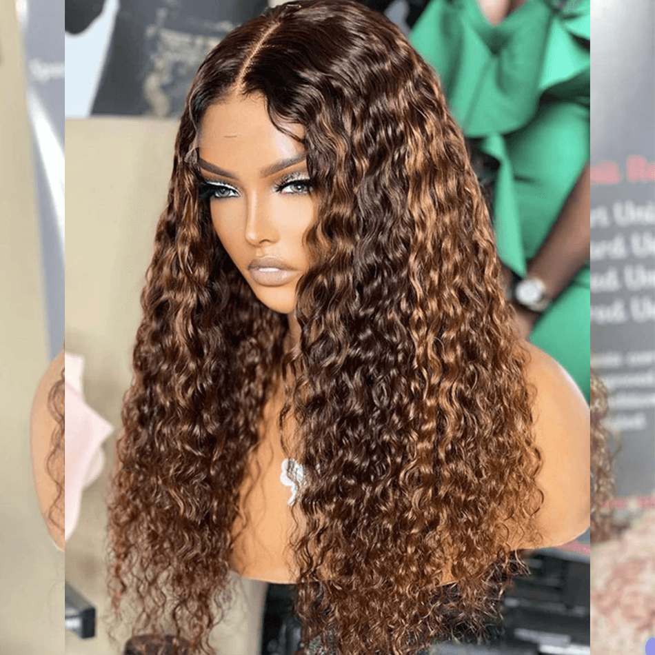 Hairstylist Works 5x5 13x6 Lace Closure Front Wig Curly 6x5 Glueless Ready To Wear Human Hair wigs Highlight Brown Colored Wigs