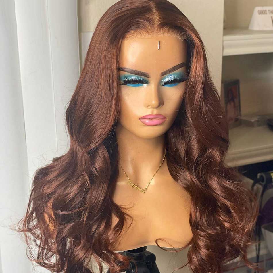 Medium Brown Colored 13x6 Lace Front Closure Wig 5x5 Glueless Ready To Go Human Hair Wigs Body Wave