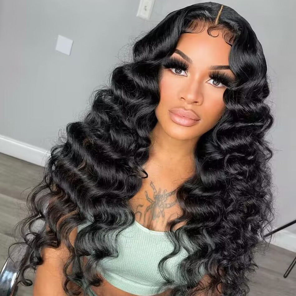 Transparent 5x5 13x6 Lace Front Closure Wig Loose Deep Human Hair Wigs