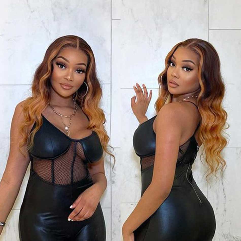 Hairstylist Works Double Drawn 6x5 Glueless Human Hair Wigs Body Wave Highlight Ombre Colored Wigs