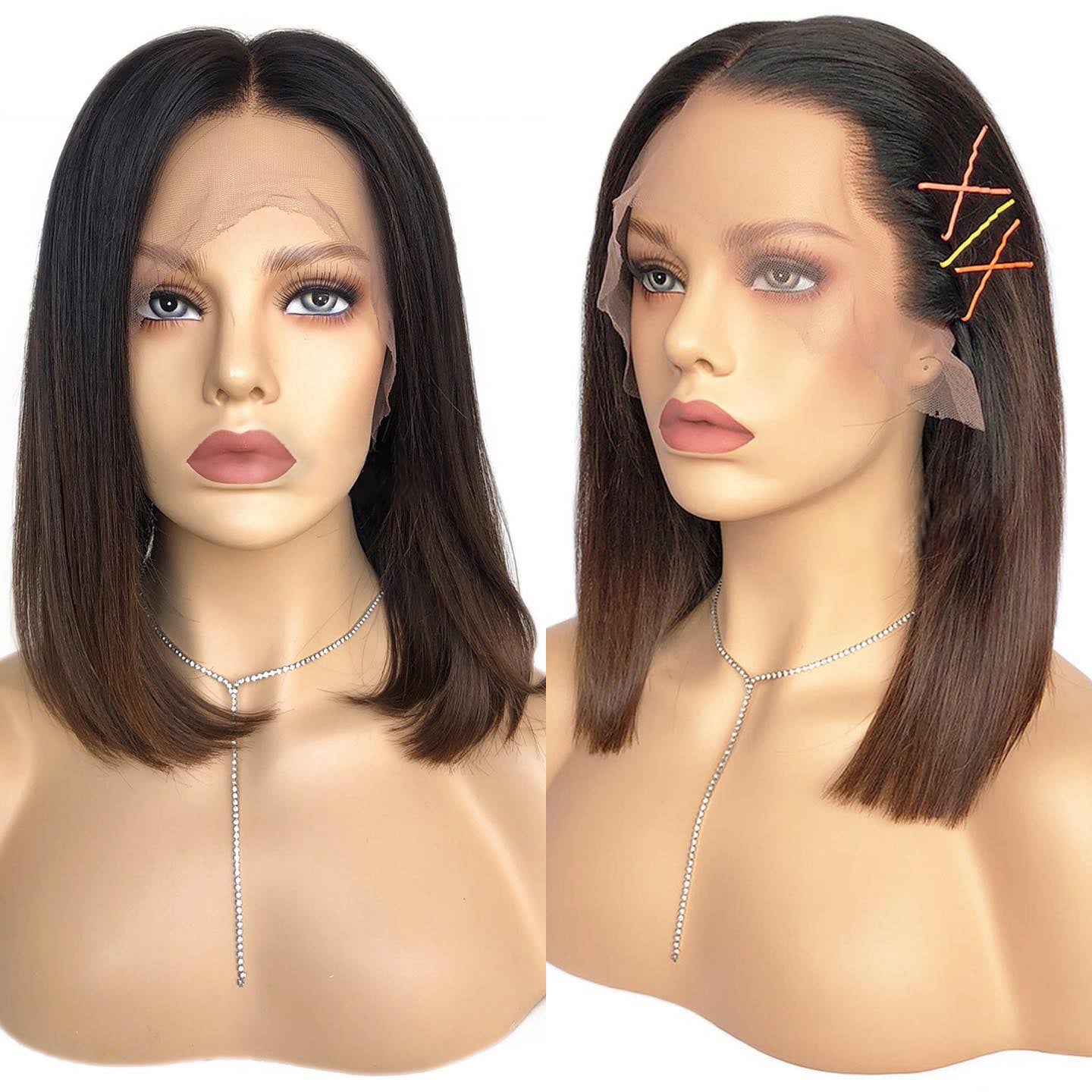 Ombre Brown Colored Short Bob 6x5 Wear And Go Glueless Lace Wig