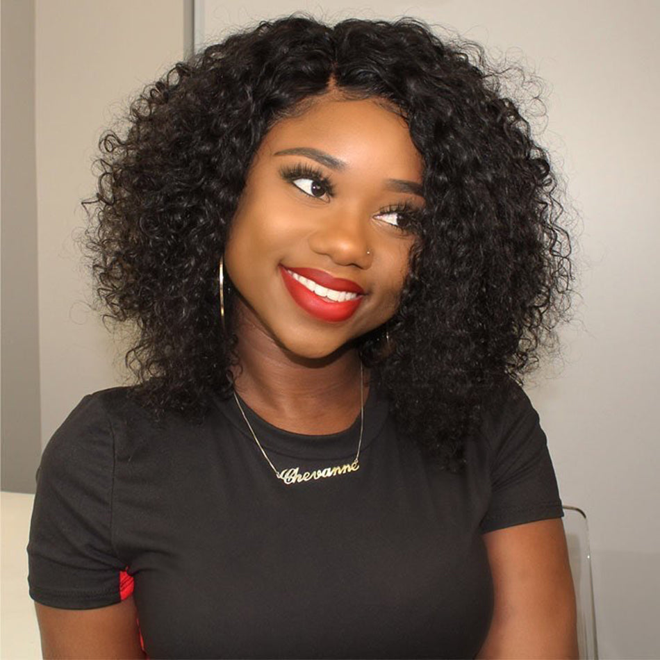 Classic Short Curly Glueless Lace Human Hair Wigs Wear Go