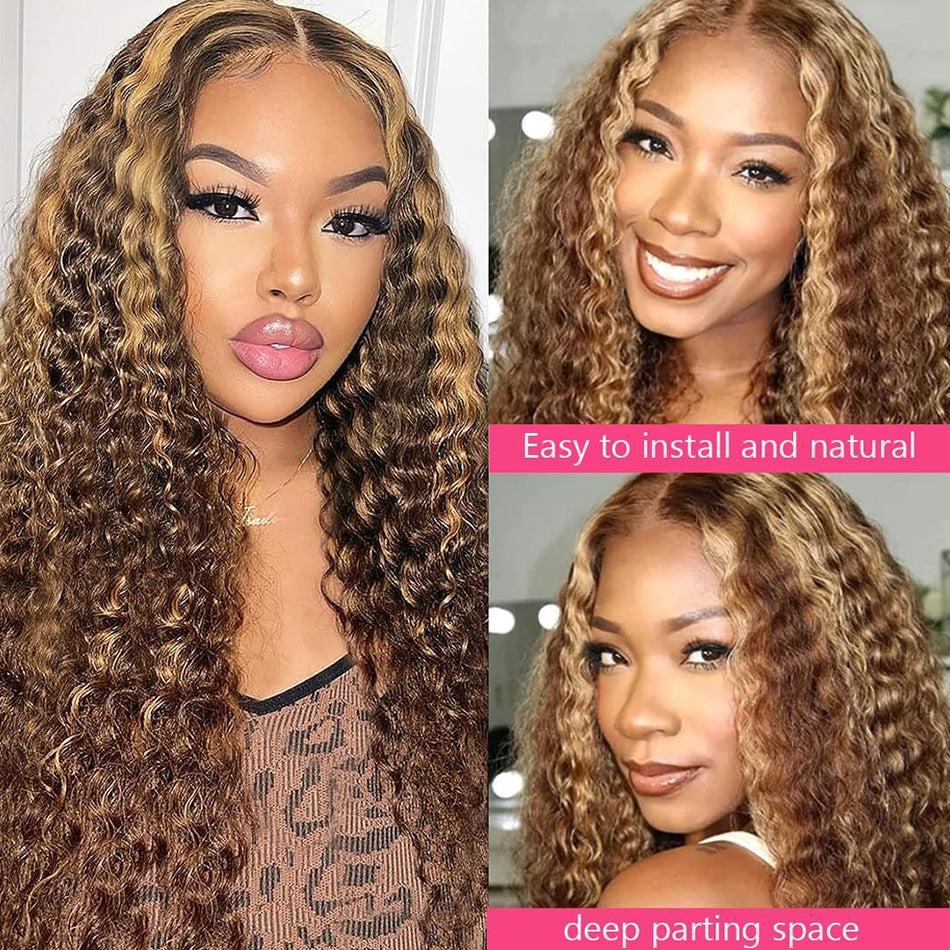 Beyonce Inspired ! Highlight 4/27# Colored HD Transparent 5x5 13x6 Lace Closure Front Wig 6x5 Glueless Ready Go Human Hair Wig Water Wave