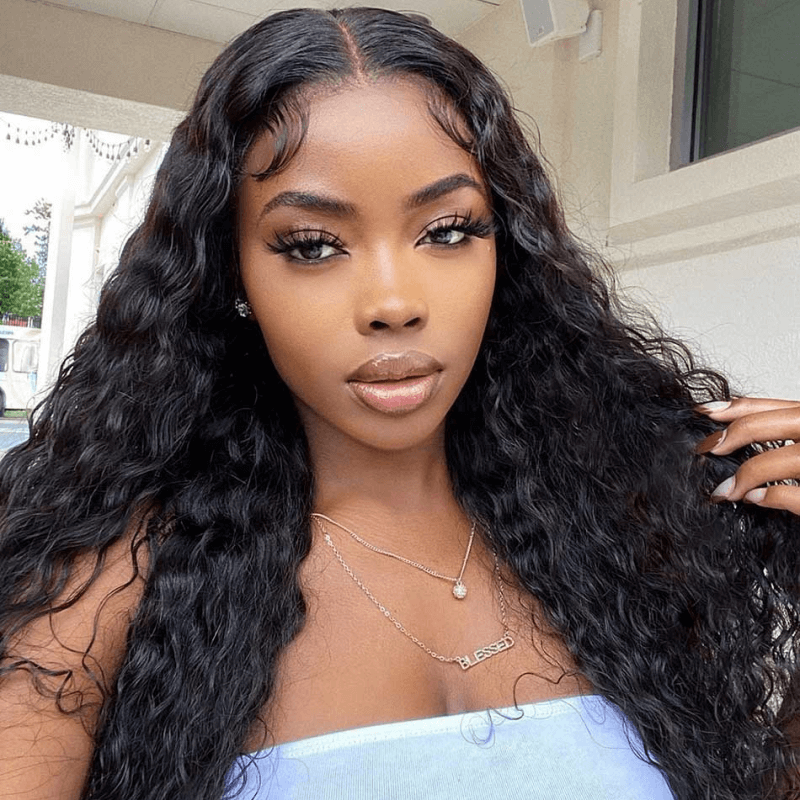 Water Wave 5x5 Glueless Lace Closure Ready To Go Human Hair Wigs Pre Bleached