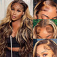 SUPER DEAL ! Blonde Highlight Colored 13x6 Transparent Lace Front Human Hair Wigs