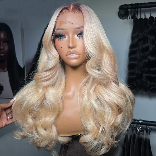 Hot Star Top 10A 250% Density Customized Ombre Platinum Blonde Colored 13x6 Lace Front Human Hair Wigs Brazilian Body Wave