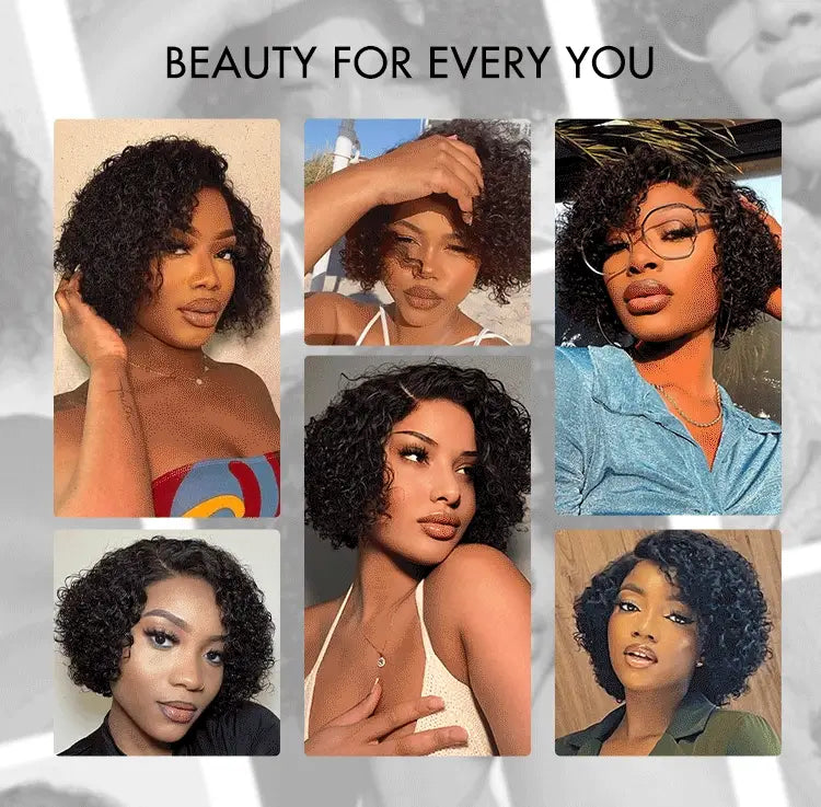 Classical Short Curly 5x5 Glueless Wigs Human Hair Ready To Wear Pre-Cut Lace