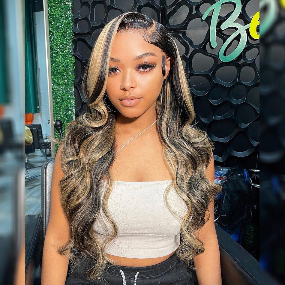 Highlight 1B/27# Trendy Colored 5x5 Glueless 5x5 13x6 Lace Front Closure Wig Ready To Wear Human Hair Wigs
