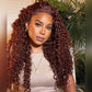 Reddish Brown Colored 5x5 13x6 Lace Front Closure Wig Curly 5x6 Ready To Go Human Hair Wigs