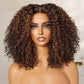Highlight Brown Jerry Curly Colored Glueless Lace Wigs Human Hair Ready To Wear