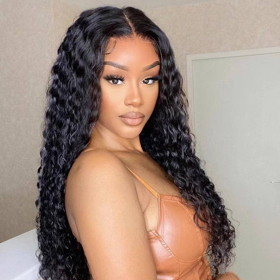Water Wave 5x5 Glueless Lace Closure Ready To Go Human Hair Wigs Pre Bleached