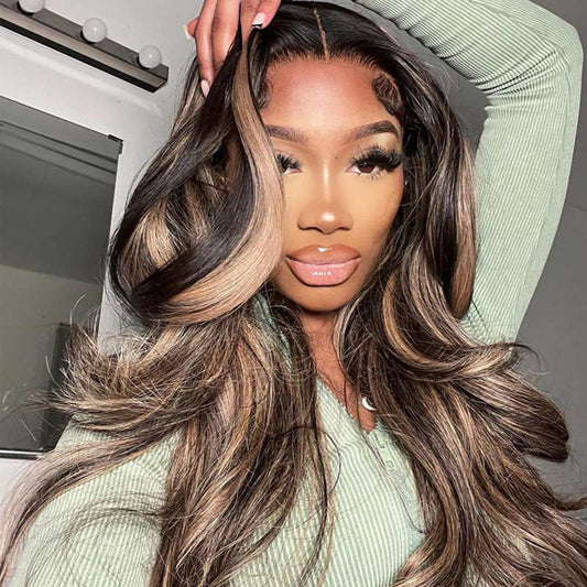 Highlight 1B/27# Colored Invisiable Undetectable HD 5x5 13x4 Full Lace Frontal Closure Human Hair Wig
