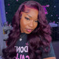 Dark Purple Colored  13x6 Lace Front Closure Wig 5x5 Glueless Ready To Go Human Hair Wig