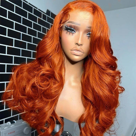 Ginger Orange Colored 5x5 13x6 Lace Front Closure Wig 6x5 Glueless Ready To Wear Human Hair Wig