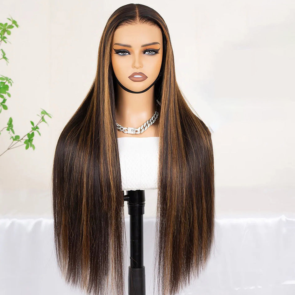Highlight 1B/30# Colored 13x6 Lace Closure Front Wig 5x5 Glueless Ready To Go Human Hair Wig