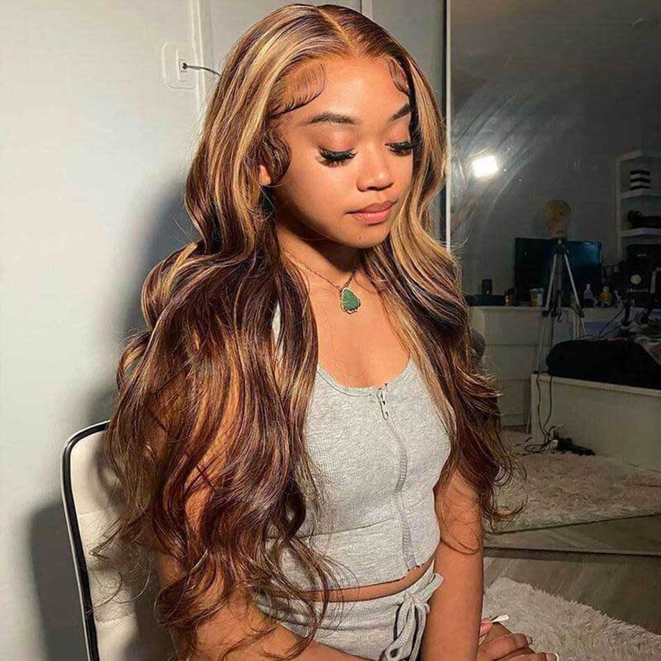 SUPER DEAL ! Blonde Highlight Colored 13x6 Transparent Lace Front Human Hair Wigs