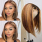Highlight Colored Short Bob 5x5 Wear And Go Glueless Lace Wig Straight 13x6 Lace Front Human Hair Wigs 210% Density