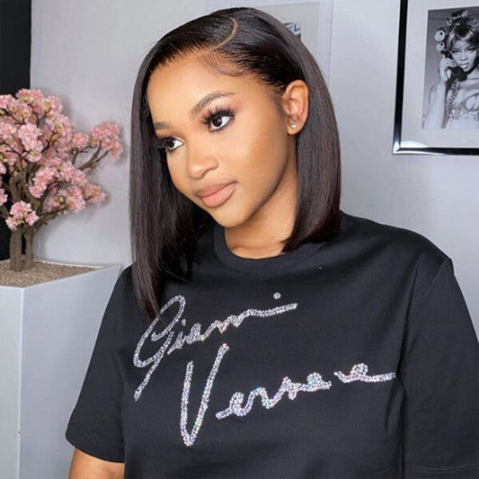 210% Density BOB 13x6 Lace Front Wig 6x5 Lace Glueless Ready To Go Human Hair Wigs Straight Hair