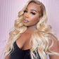Ombre Blonde Color #4/613 HD Transparent 13x6 Lace Front Human Hair Wig