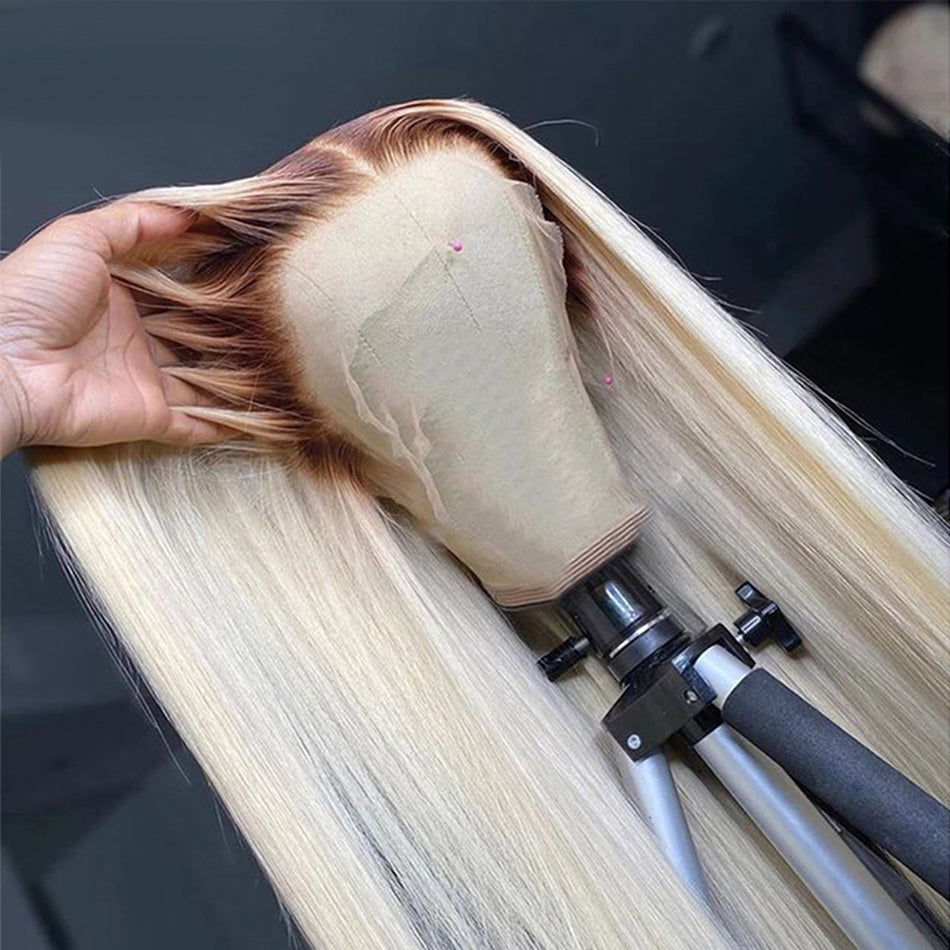 Hot Star Top 10A 250% Density Customized Ombre Platinum Blonde Colored 13x6 Lace Front Human Hair Wigs Brazilian Body Wave
