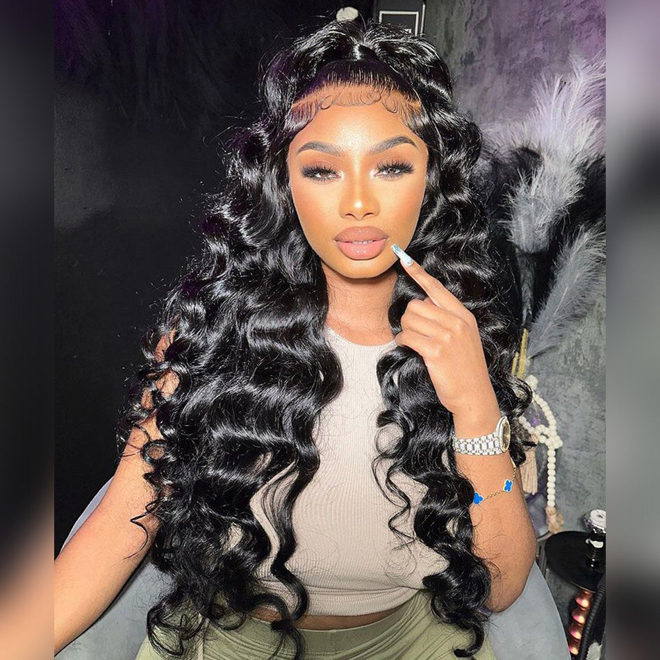 Transparent 5x5 13x6 Lace Front Closure Wig Loose Deep Human Hair Wigs