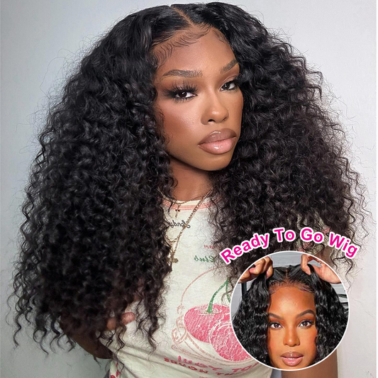 6x5 Lace Closure Glueless Deep Wave Ready To Go Human Hair Wigs