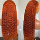 Ginger Orange Colored 5x5 13x6 Lace Front Closure Wig 6x5 Glueless Ready To Go Curly Human Hair Wigs
